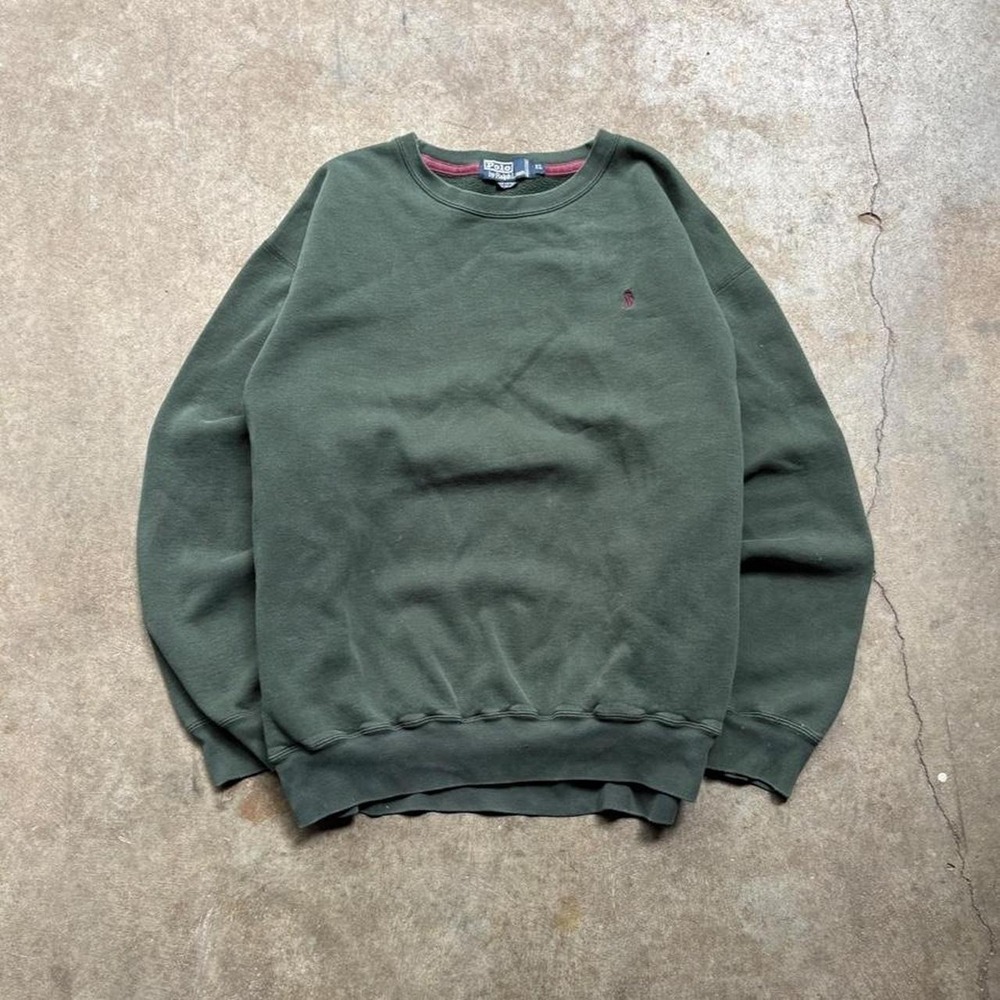 Vintage 90s Polo Ralph Lauren green sweatshirt   Mens Size XL